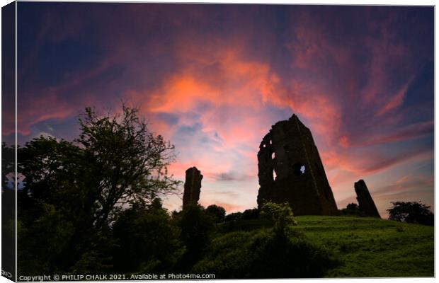 Sherriff Hutton castle sunset 57 Canvas Print by PHILIP CHALK