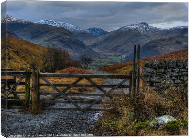 Borrowdale gateway to the mountains in the lake district Cumbria 66 Canvas Print by PHILIP CHALK