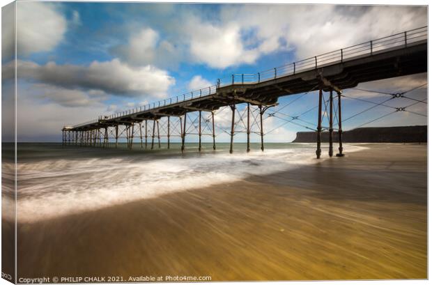 Saltburn pier on a sunny day North riding of Yorks Canvas Print by PHILIP CHALK