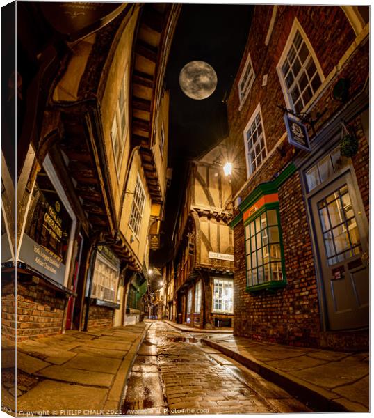 The Shambles by moonlight Canvas Print by PHILIP CHALK