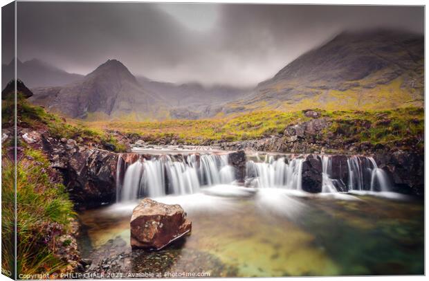 Fairy pools on a wet moody day on the Isle of Skye 83 Canvas Print by PHILIP CHALK