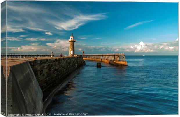 Whitby harbour sunset late evening 94  Canvas Print by PHILIP CHALK