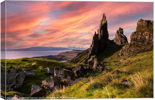 The old man of Storr on the Isle of Skye Scotland  Canvas Print by PHILIP CHALK