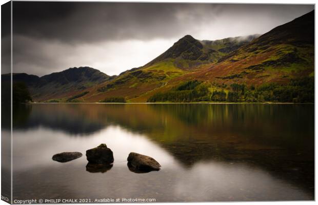 Buttermere on an atmospheric  day 110 Canvas Print by PHILIP CHALK