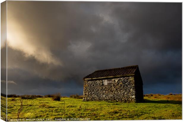 Shepherds hut before the snow storm 204 Canvas Print by PHILIP CHALK