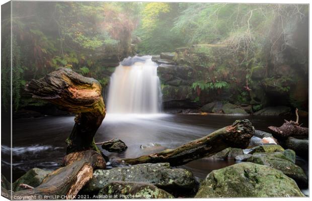 Thomason foss waterfall in the mist. 216  Canvas Print by PHILIP CHALK