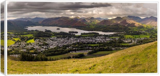 Keswick panorama with Derwent water and Cat bell's 219 Canvas Print by PHILIP CHALK