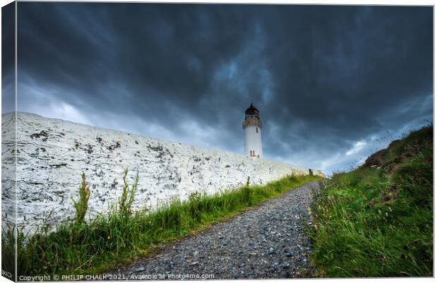 Mull of Galloway Lighthouse with stormy skies Scotland 235 Canvas Print by PHILIP CHALK