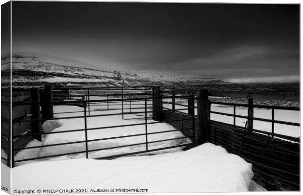 Yorkshire dales  with a snow storm coming.  Canvas Print by PHILIP CHALK