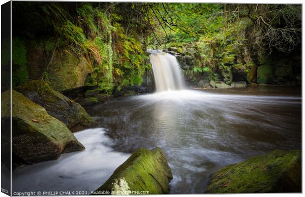 waterfalls in Yorkshire 329 Thomason foss  Canvas Print by PHILIP CHALK