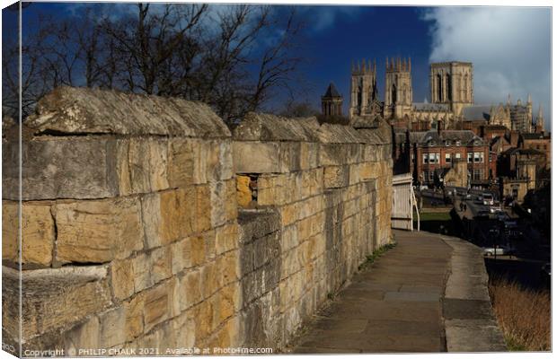 York minster from the bar walls 348  Canvas Print by PHILIP CHALK