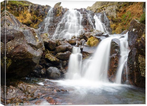 Langdale waterfall  near Stickle tarn in the lake district 353  Canvas Print by PHILIP CHALK