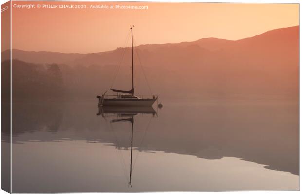 Sailing boat on Coniston water 371  Canvas Print by PHILIP CHALK