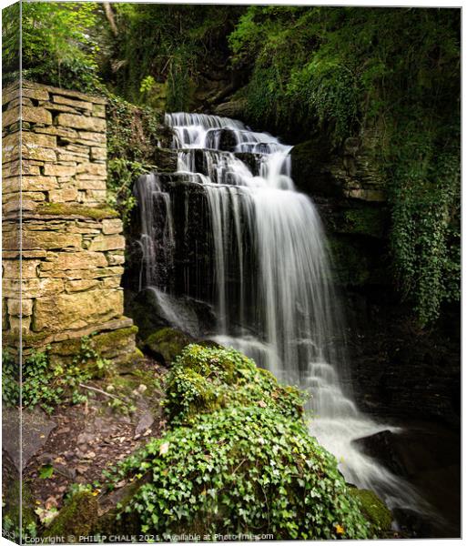 Wensley waterfall Yorkshire dales 388 Canvas Print by PHILIP CHALK