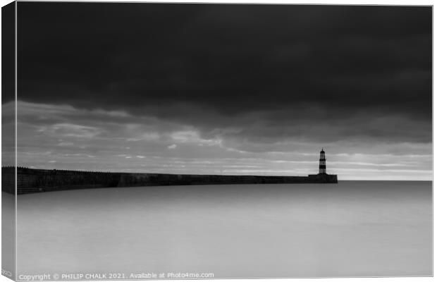 Storm brewing over Seaham harbour 414  Canvas Print by PHILIP CHALK