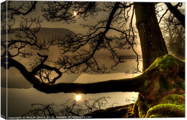 Mystical Coniston water in the lake district 420  Canvas Print by PHILIP CHALK