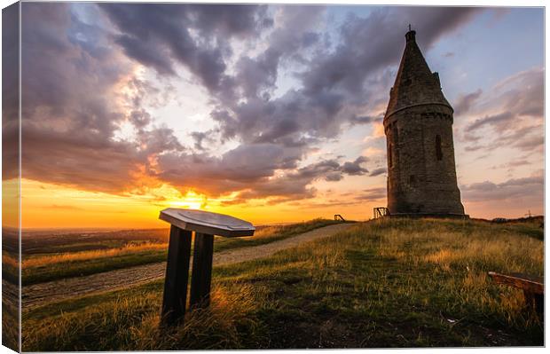 Sunset at Hartshead Pike, Mossley, England Canvas Print by Jeni Harney