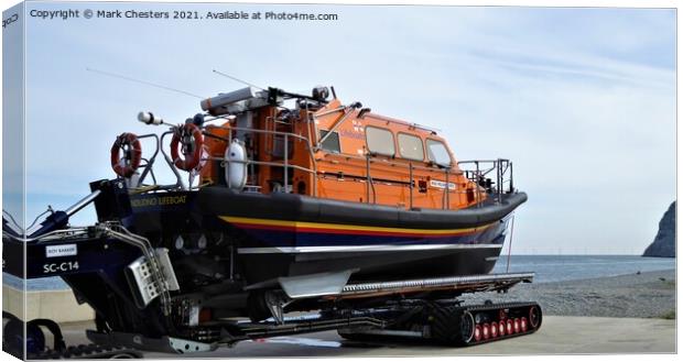 RNLI Lifeboat getting ready to launch Canvas Print by Mark Chesters