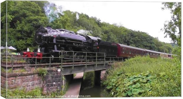 Majestic Steam Train Overlooks Canal Canvas Print by Mark Chesters