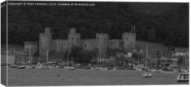 Majestic Conwy Castle in Monochrome Canvas Print by Mark Chesters