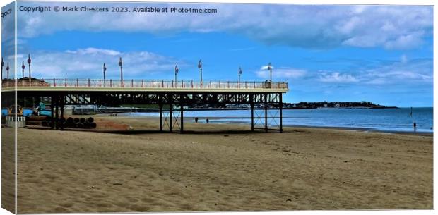 Iconic Colwyn Bay Pier rises again Canvas Print by Mark Chesters