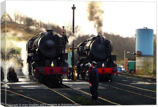 The Majestic Steam Trains of Cheddleton Station Canvas Print by Mark Chesters