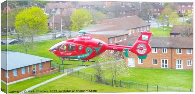 LifeSaving Wales Air Ambulance Landing Canvas Print by Mark Chesters