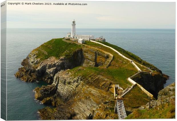 South Stack lighthouse Canvas Print by Mark Chesters