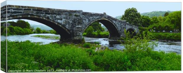 Pont Fawr bridge Llanrwst Canvas Print by Mark Chesters