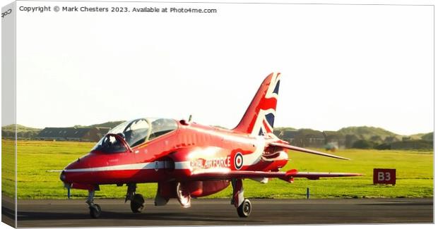 Red Arrow just landed at Blackpool airport 2023 Canvas Print by Mark Chesters