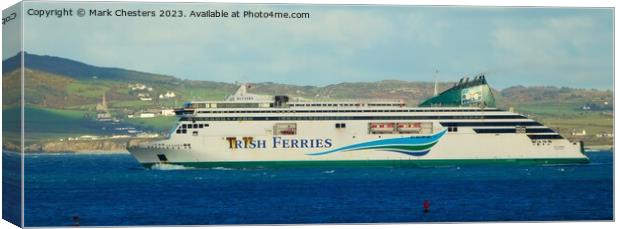 Irish Ferry departing Holyhead Canvas Print by Mark Chesters