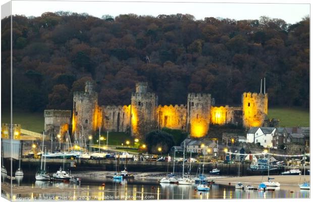 Conwy Castle at dusk Canvas Print by Mark Chesters