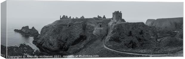 Dunnottar Castle Panorama mono Canvas Print by Anthony McGeever