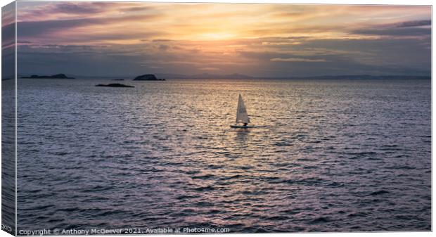 Sunset Surfer North Berwick  Canvas Print by Anthony McGeever