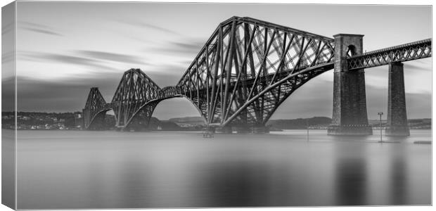 Forth Bridge black and white  Canvas Print by Anthony McGeever