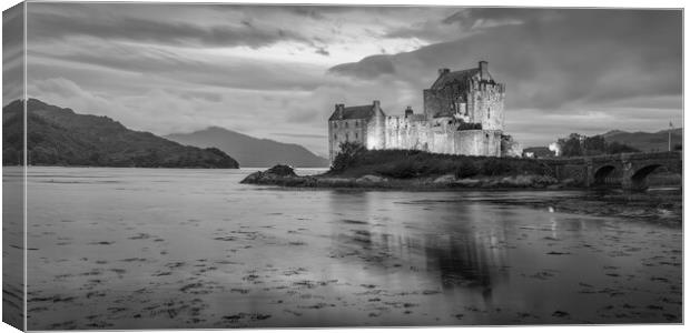 Eilean Donan Castle black and white  Canvas Print by Anthony McGeever