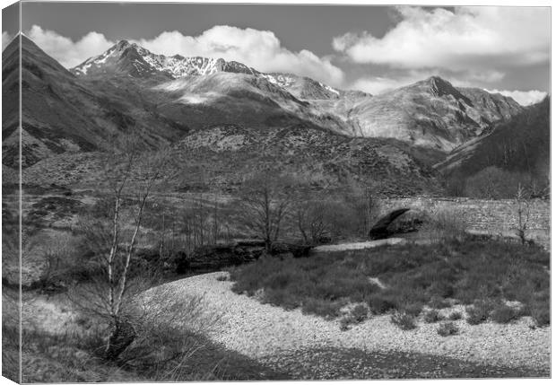 Snow capped mountains from Glen Shiel  Canvas Print by Anthony McGeever