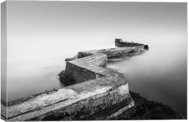 St Monans Pier Black and White  Canvas Print by Anthony McGeever
