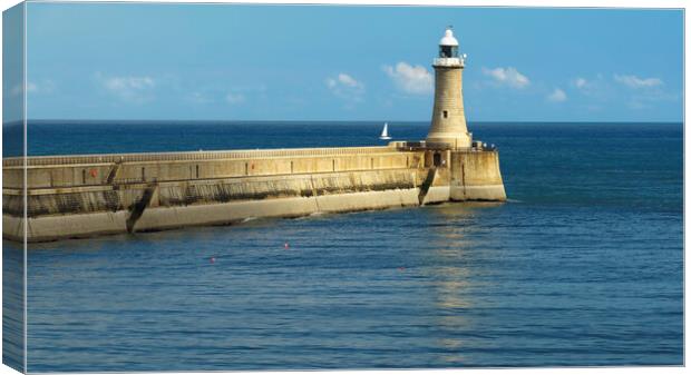 North Pier Lighthouse Tynemouth Canvas Print by Anthony McGeever