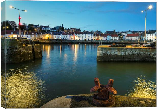 St Monans Harbour at night  Canvas Print by Anthony McGeever