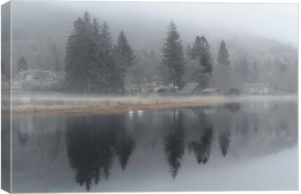 Mystical Reflections on Loch Ard  Canvas Print by Anthony McGeever