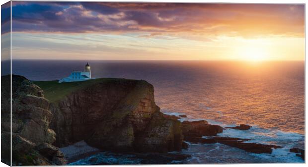 Stoer Lighthouse Sunset  Canvas Print by Anthony McGeever