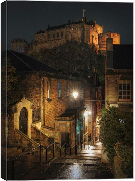 Edinburgh Castle at Night  Canvas Print by Anthony McGeever