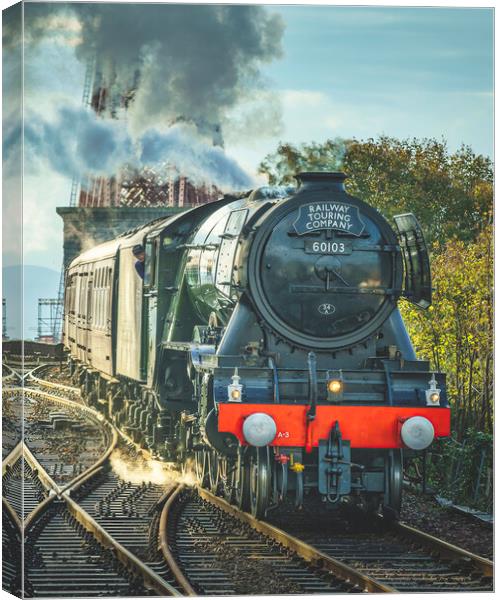 The Flying Scotsman and Forth Bridge  Canvas Print by Anthony McGeever