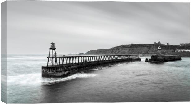 East Pier Black and White  Canvas Print by Anthony McGeever