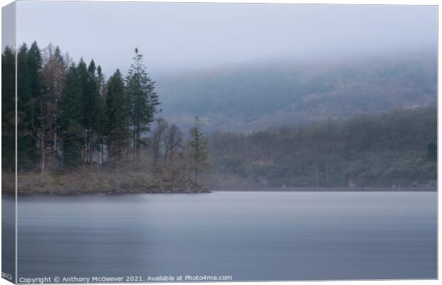 Misty Loch Ard  Canvas Print by Anthony McGeever