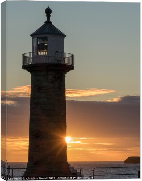  Sunrise Beyond the Lighthouse  Canvas Print by Christine Newell