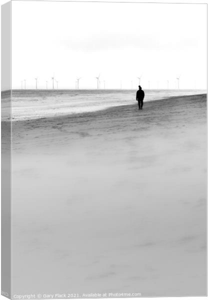 Solitary Man walking on the beach at Huttoft on the Lincolnshire Coast Canvas Print by That Foto