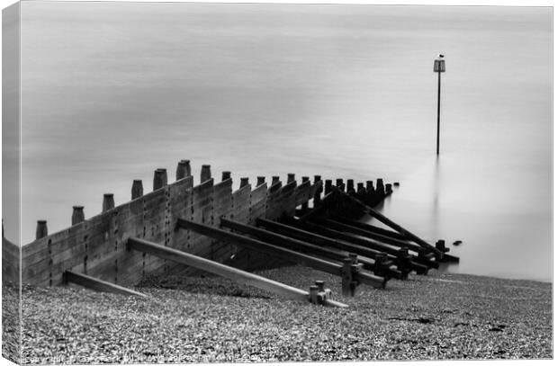 Tankerton Beach Early morning in black and white Canvas Print by That Foto