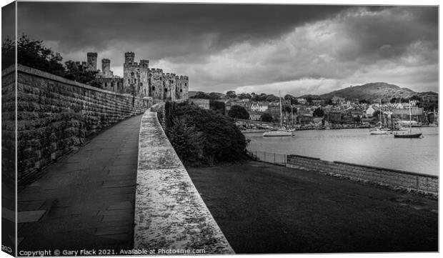 Conwy Castle and Conway River in Monchrome Canvas Print by That Foto